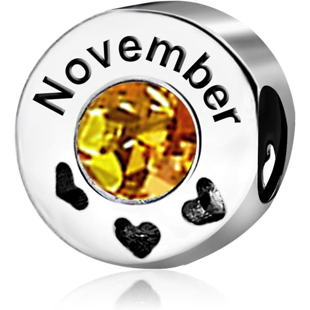 Birthday Birthstone Cake Heart Love Jan-Dec Month Womens Bead Charms for Bracele